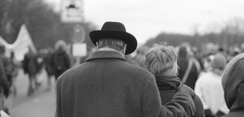 Auf der Berliner Demo gegen den Irak-Krieg am 15.2.2003